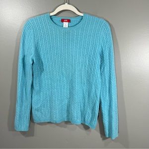Ann Klein sport Blue cable kit Cashmere sweater size XL